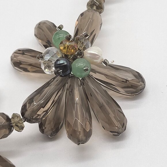 VTG Nakamol Thailand Handmade Floral Necklace Wire Wrapped Beaded Statement - Picture 8 of 13